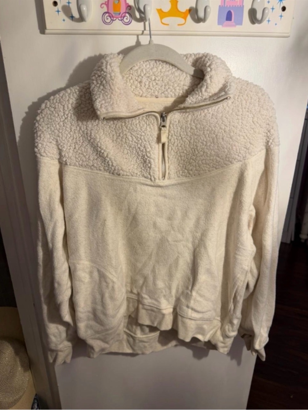 aerie Cream Sherpa Half-Zip Pullover